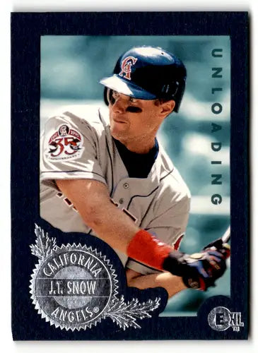 Original gloss 1996 E-Motion XL J.T. Snow baseball card featuring Angels ID:64304