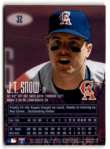 Original gloss 1996 E-Motion XL J T Snow baseball card from Simply Sandoval sports cards collection