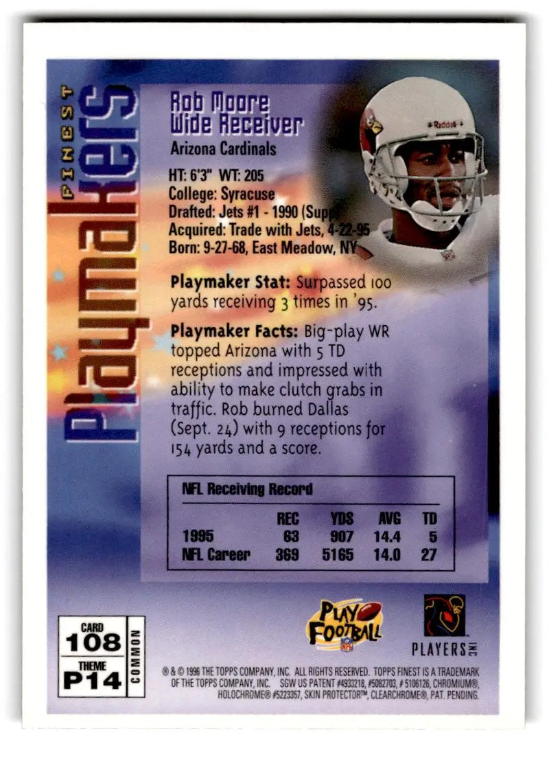 1996 Finest #108 Rob Moore - Football Card Single
