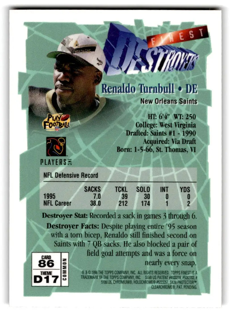 1996 Finest #86 Renaldo Turnbull - Football Card Single