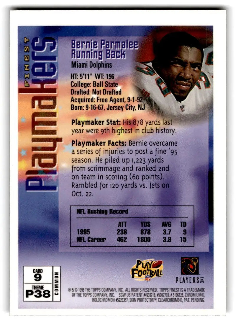 1996 Finest #9 Bernie Parmalee - Football Card Single