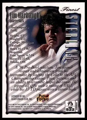 1996 Finest Jim Harbaugh 73 Indianapolis Colts