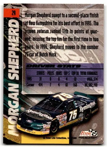 1996 Finish Line #29 Morgan Shepherd EX/NM ID:43605 - Racing Card Single