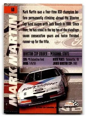 1996 Finish Line #60 Mark Martin - Racing Card Single