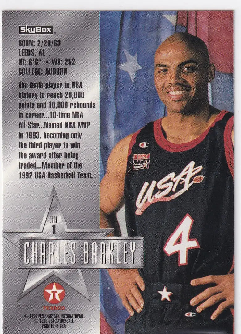 1996 FLEER #1 CHARLES BARKLEY USA- PHOENIX SUNS - Basketball Card Single