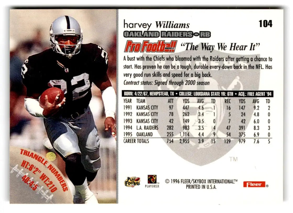 1996 Fleer #104 Harvey Williams - Football Card Single