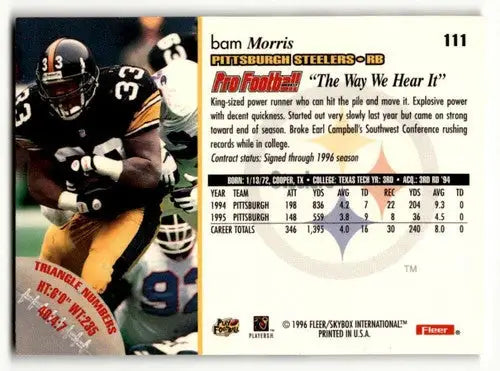 Bam Morris Pittsburgh football card 1996 Fleer #111 Steelers collectible NM