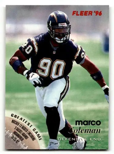 Original gloss Marco Coleman San Diego Chargers football card from 1996 Fleer series