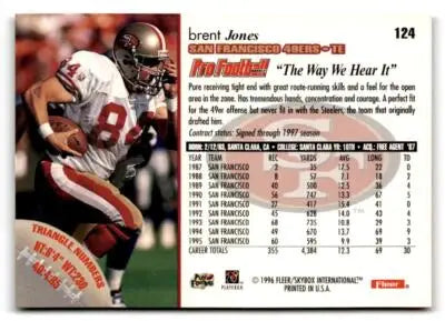 1996 Fleer Brent Jones San Francisco 49ers football trading card image