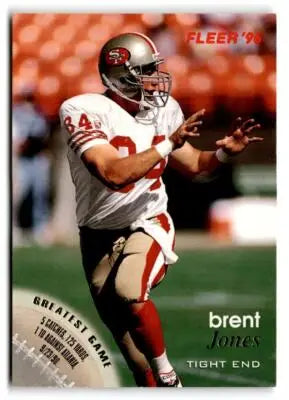 1996 Fleer Brent Jones football trading card featuring San Francisco 49ers tight end