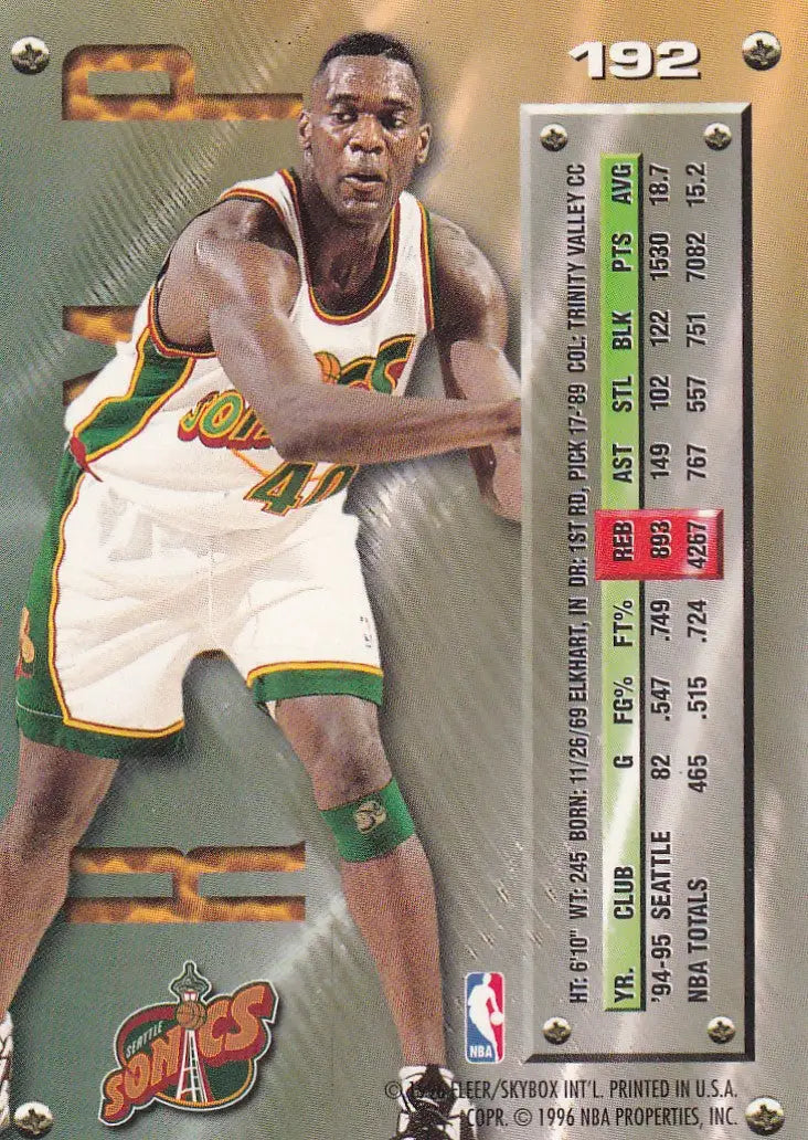 1996 FLEER #192 SHAWN KEMP METAL- SEATTLE SUPER SONICS - Basketball Card Single