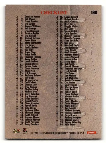 Football card checklist showing original gloss for 1996 Fleer #198 Football Cards NM