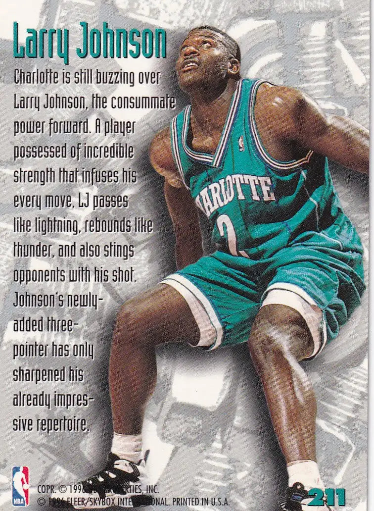 1996 FLEER #211 LARRY JOHNSON METAL- CHARLOTTE HORNETS - Basketball Card Single