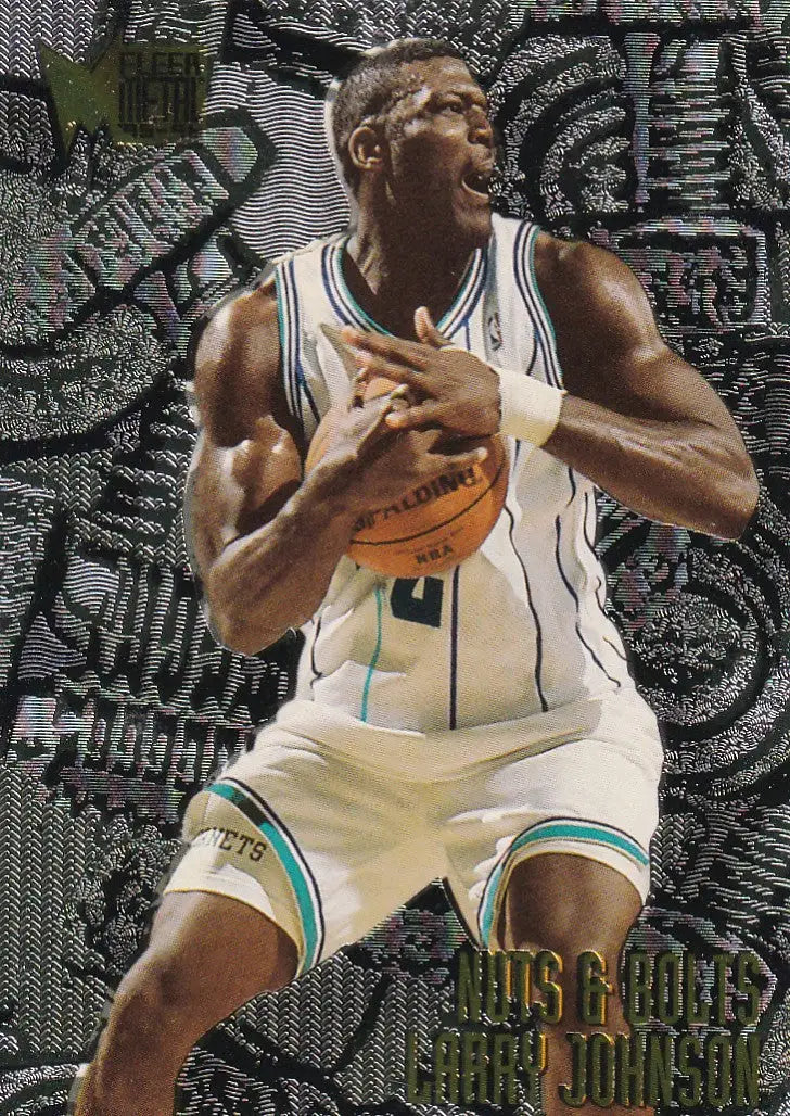 1996 FLEER #211 LARRY JOHNSON METAL- CHARLOTTE HORNETS - Basketball Card Single