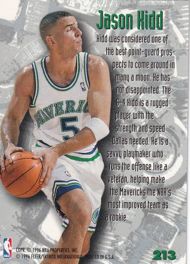 1996 FLEER #213 JASON KIDD METAL- DALLAS MAVERICKS - Basketball Card Single