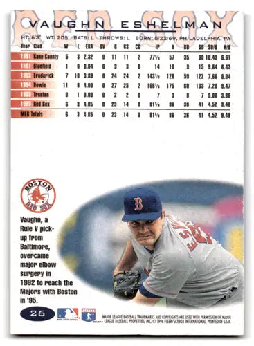 1996 Fleer #26 Vaughn Eshelman NM-MT Red Sox ID:70869 - Baseball Card Single