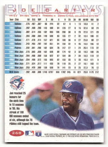 1996 Fleer #268 Joe Carter NM Near Mint Blue Jays ID:64148 - Baseball Card Single