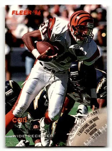 Original gloss football trading card of Carl Pickens from Cincinnati Bengals 1996 Fleer