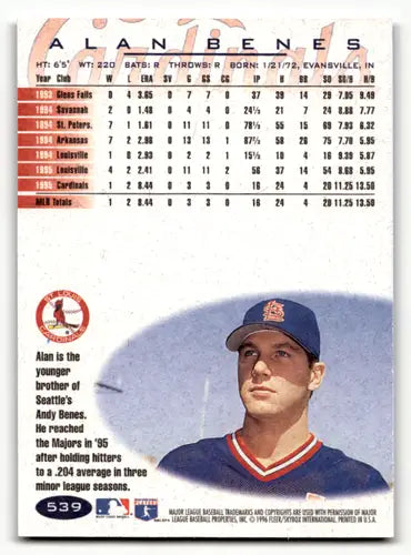 1996 Fleer #539 Alan Benes NM-MT Cardinals ID:53215 - Baseball Card Single