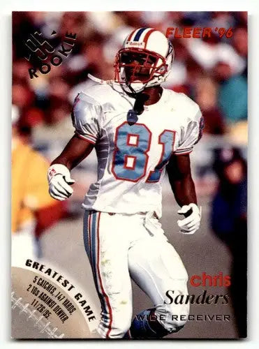 Original gloss Chris Sanders Houston football card from 1996 Fleer #55 Sanders Houston Oilers