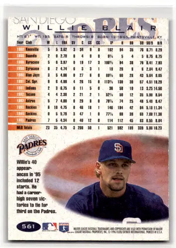1996 Fleer #561 Willie Blair NM-MT Padres ID:53219 - Baseball Card Single