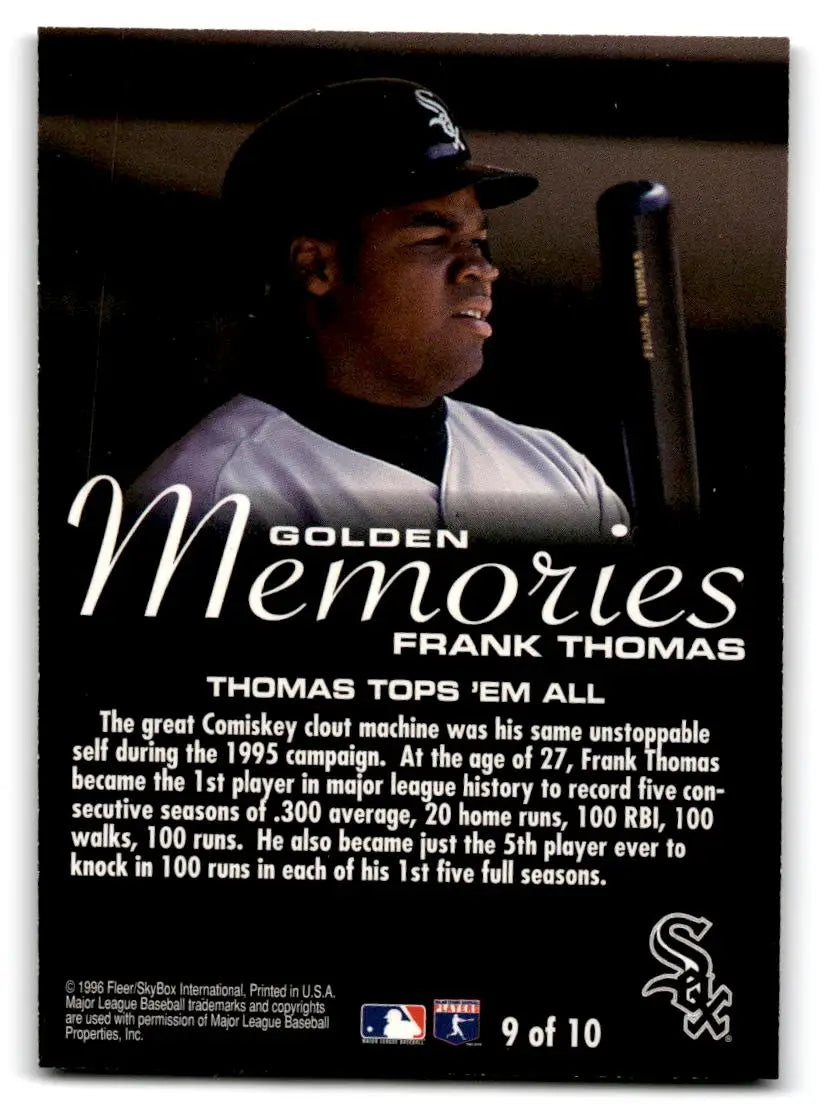 1996 Fleer #9 Frank Thomas Golden Memories - Baseball Card Single