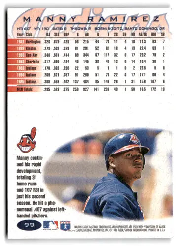 1996 Fleer #99 Manny Ramirez NM-MT Indians ID:81207 - Baseball Card Single