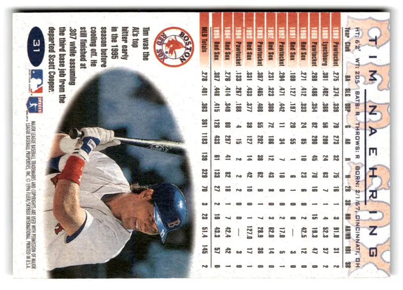 1996 Fleer Boston Red Sox #10 Tim Naehring - Baseball Card Single