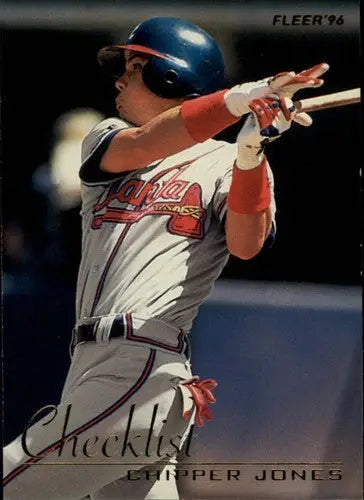 Fleer Checklists Chipper Jones baseball card with original gloss from 1996 Fleer Nm-Mt