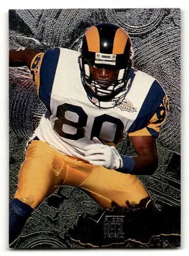 Original gloss Fleer Metal Isaac Bruce Rams football trading card, 1996 Fleer Metal NM