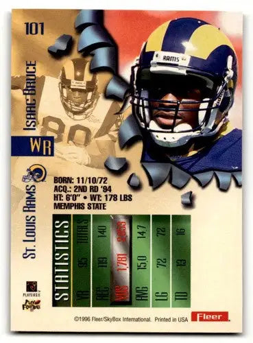 Isaac Bruce Rams football card with original gloss from 1996 Fleer Metal St. Louis Rams football