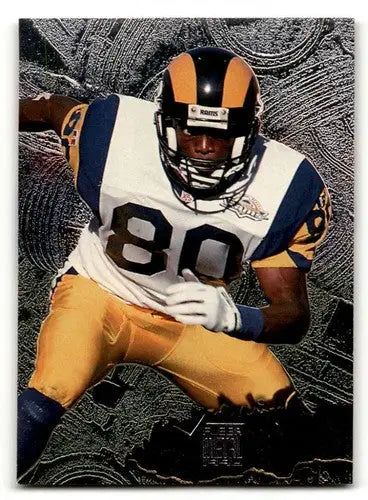 Football player trading card featuring Isaac Bruce St. Louis Rams with original gloss