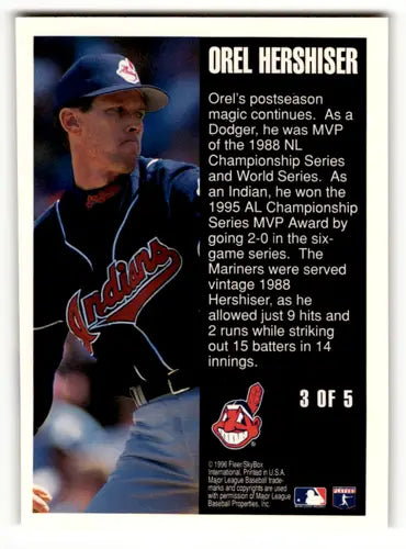 1996 Fleer Post Season Glory #3 Orel Hershiser NM Near Mint Indians ID:59791 - Baseball Card Single