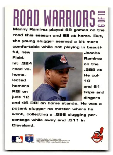 1996 Fleer Road Warriors #6 Manny Ramirez NM Near Mint Indians ID:82051 - Baseball Card Single