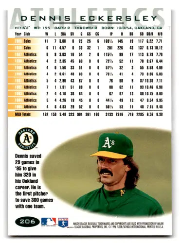 1996 Fleer Tiffany #206 Dennis Eckersley NM-MT Athletics ID:70881 - Baseball Card Single