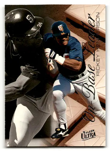 Original gloss Fleer Ultra Rickey Henderson baseball card from 1996 On Base Leaders series