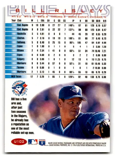 1996 Fleer Update Tiffany #U102 Bill Risley NM Near Mint Blue Jays ID:82917 - Baseball Card Single