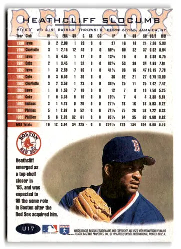 Original gloss U17 Heathcliff Slocumb Fleer Update baseball card in NM-MT condition