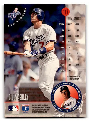 Original gloss Billy Ashley baseball card from 1996 Leaf Bronze Press Proofs series
