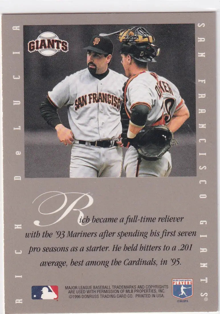 1996 LEAF RICH DELUCIA AUTHENTIC AUTO- SAN FRANCISCO GIANTS - Baseball Card Single
