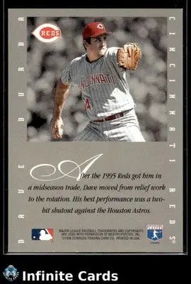 1996 Leaf Signature DAVE BURBA #NNO AU Cincinnati Reds