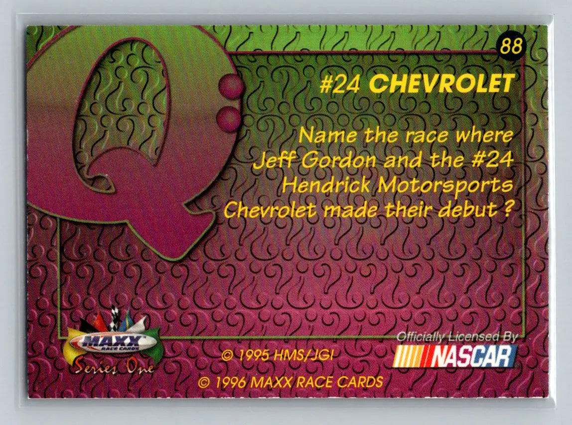 1996 Maxx #88 Hendrick Motorsports Hendrick Motorsports - Racing Card Single