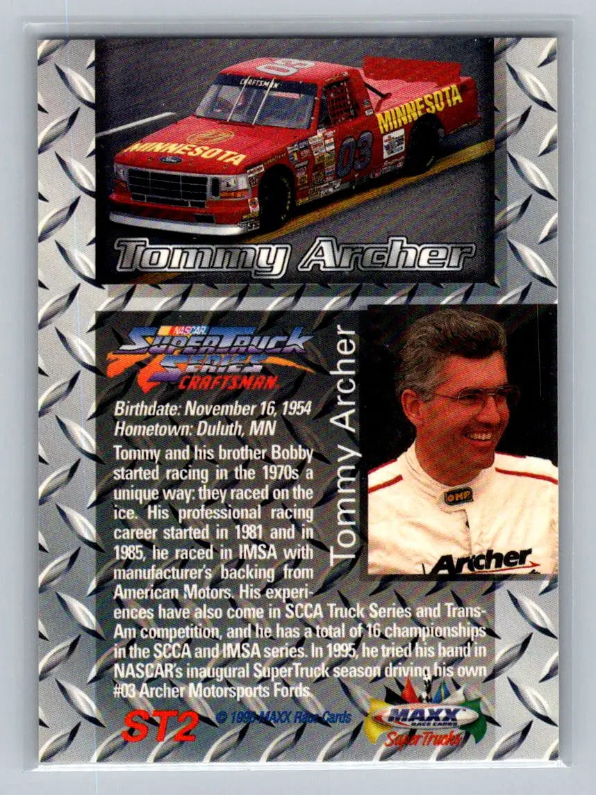 1996 Maxx #ST2 Tommy Archer SuperTrucks Archer Motorsports - Racing Card Single
