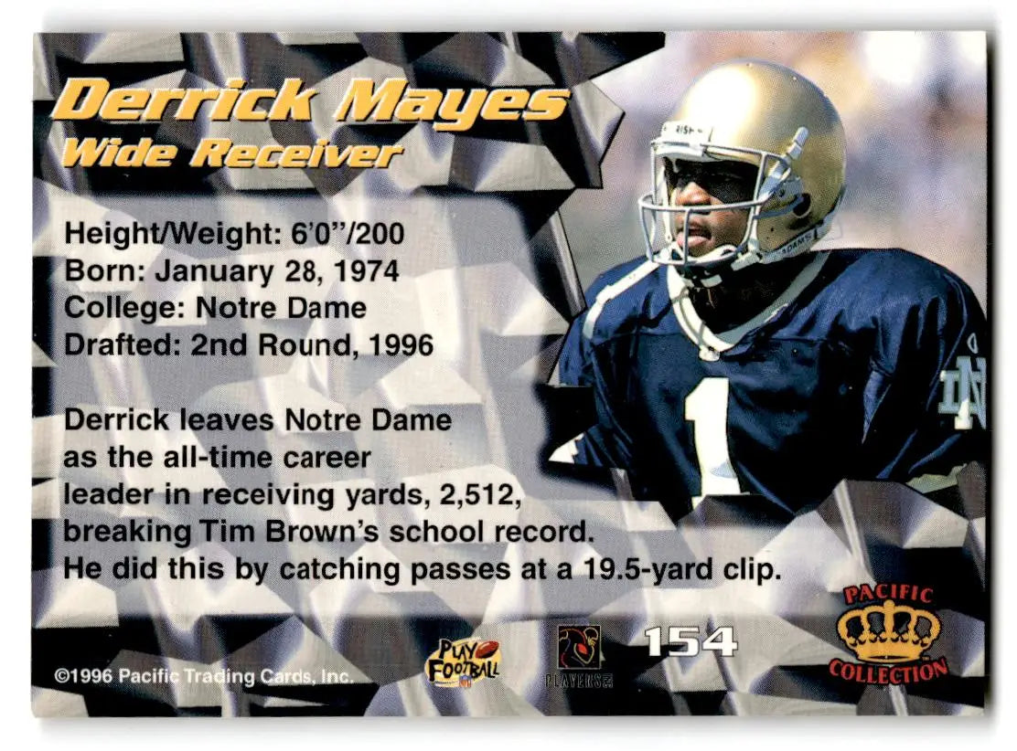 1996 Pacific #154 Derrick Mayes - Football Card Single