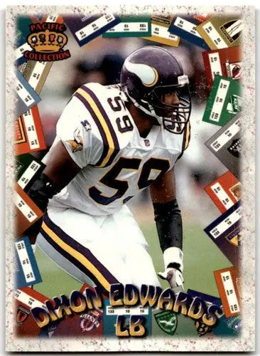 Original gloss Dixon Edwards Minnesota football card in Vikings uniform from 1996 Pacific