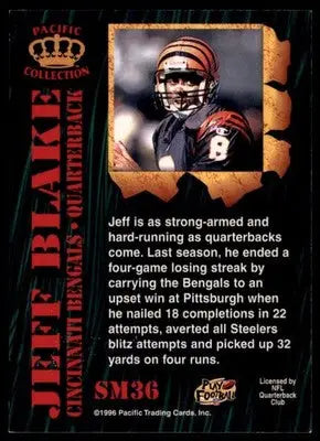 1996 Pacific Invincible - Smash-Mouth Jeff Blake SM36 Cincinnati Bengals