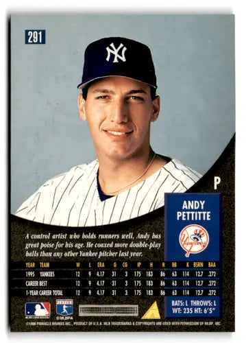 1996 Pinnacle #291 Andy Pettitte NM Near Mint Yankees HH ID:82511 - Baseball Card Single