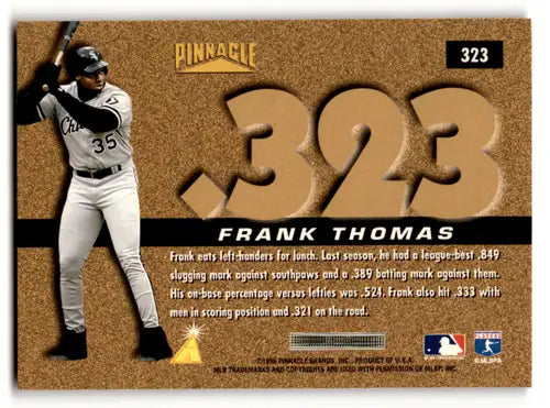 Original gloss Frank Thomas baseball card from 1996 Pinnacle featuring Simply Sandoval