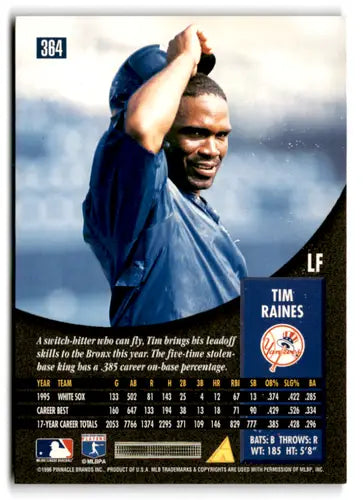 1996 Pinnacle #364 Tim Raines NM Near Mint Yankees ID:82524 - Baseball Card Single