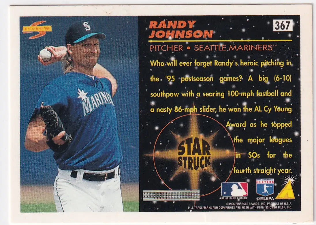 1996 PINNACLE #367 RANDY JOHNSON STAR STRUCK- SEATTLE MARINERS